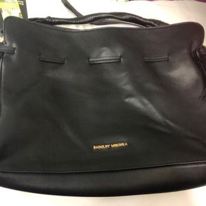 BADGLEY MISCHKA Black medium size bucket bag, Gold hardware, button closure